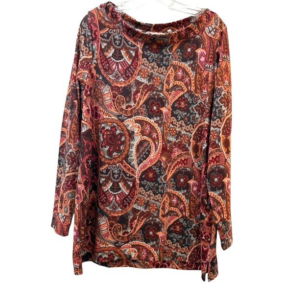 Soft Surroundings Floral Paisley Tunic Top Large Multicolor Fall Colors Boho - Picture 1 of 8